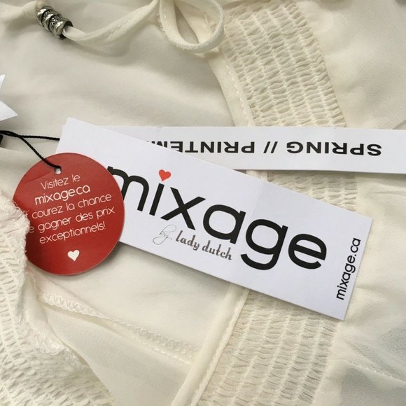 Lady Dutch Blouse L Long Sleeve Cream Sheer - Picture 5 of 6